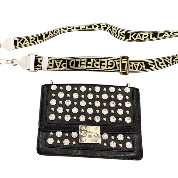 Karl Lagerfeld Handbags - Karl Lagerfeld Black Studded Crossbody Bag